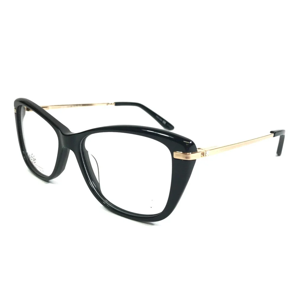 Cafe Boutique Eyeglasses Frames CB1049 C3 Black Gold Cat Eye Full Rim 53-15-135